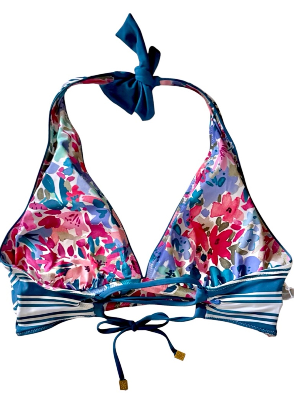 Tommy Bahama Watercolor Floral Reversible Halter Bikini Top - Picture 11 of 16